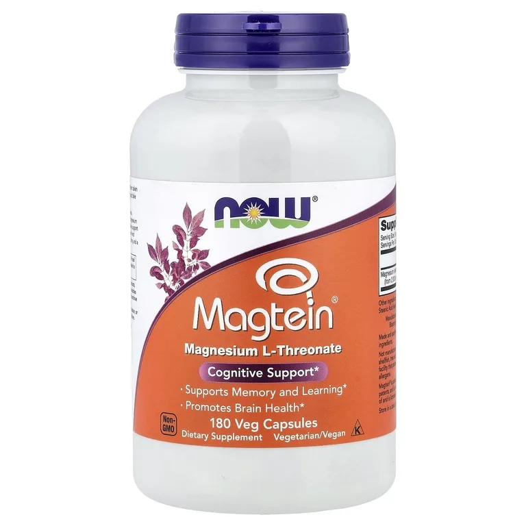 NOW Foods, Magtein®, L-треонат магния, 180 мг, 180 вегетарианских капсул (48 мг в 1 капсуле)