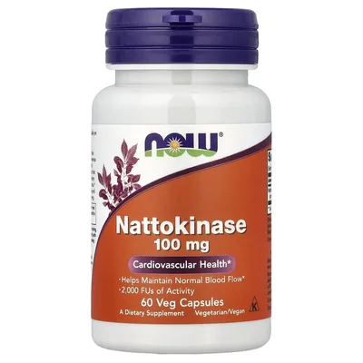 NOW Foods, наттокиназа, 100 мг, 60 вегетарианских капсул