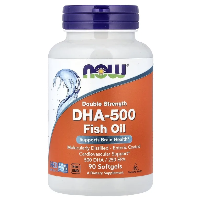 NOW Foods, рыбий жир с ДГК 500, 90 капсул
