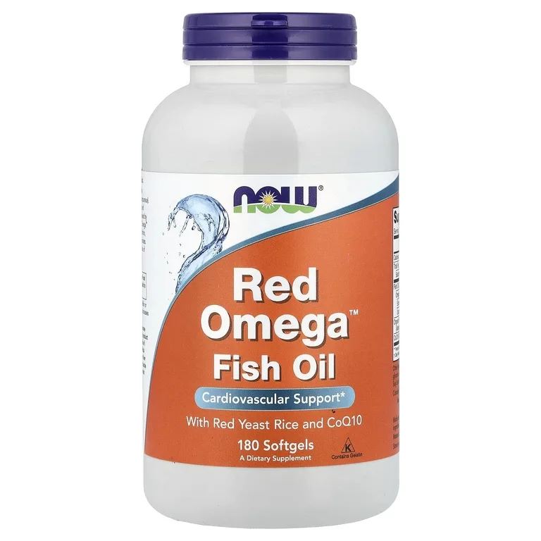 NOW Foods, рыбий жир с красным ферментированным рисом и коэнзимом Q10, 180 желатиновых капсул