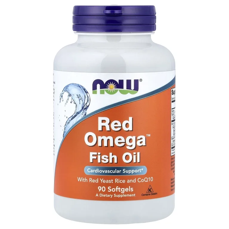 NOW Foods, рыбий жир с красным ферментированным рисом и коэнзимом Q10, 90 желатиновых капсул