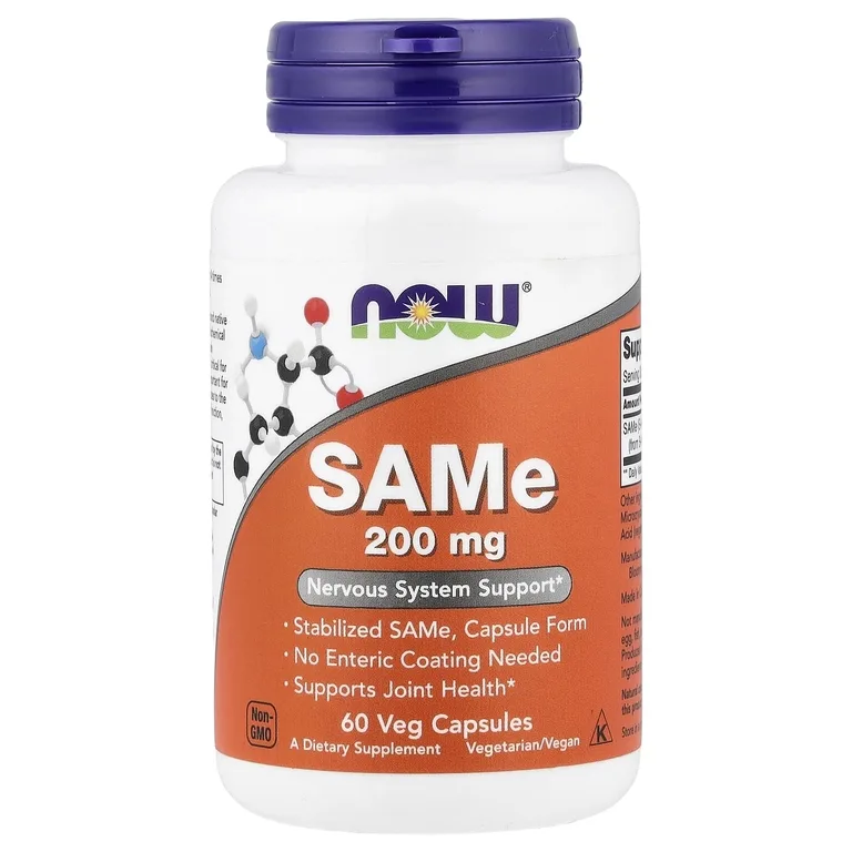NOW Foods, SAMe, 200 мг, 60 растительных капсул