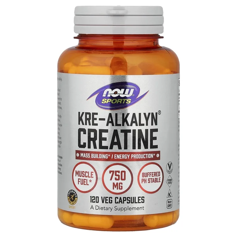 NOW Foods, Спорт, креатин, 120 растительных капсул (750 мг в 1 капсуле)