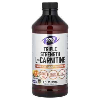 NOW Foods, Спорт, L-карнитин, тройная сила действия, цитрус, 473 мл (16 жидк. унций)