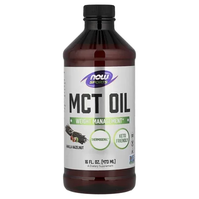 NOW Foods, Спорт, масло MCT, ваниль и фундук, 473 мл (16 жидк. унций)