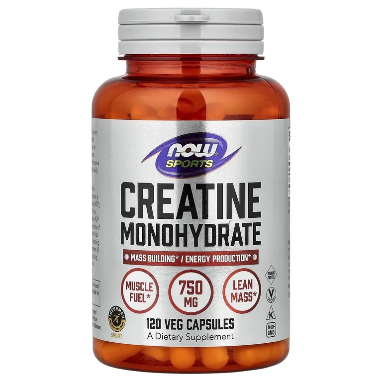NOW Foods, Спорт, моногидрат креатина, 120 веганских капсул (0,75 г в 1 капсуле)