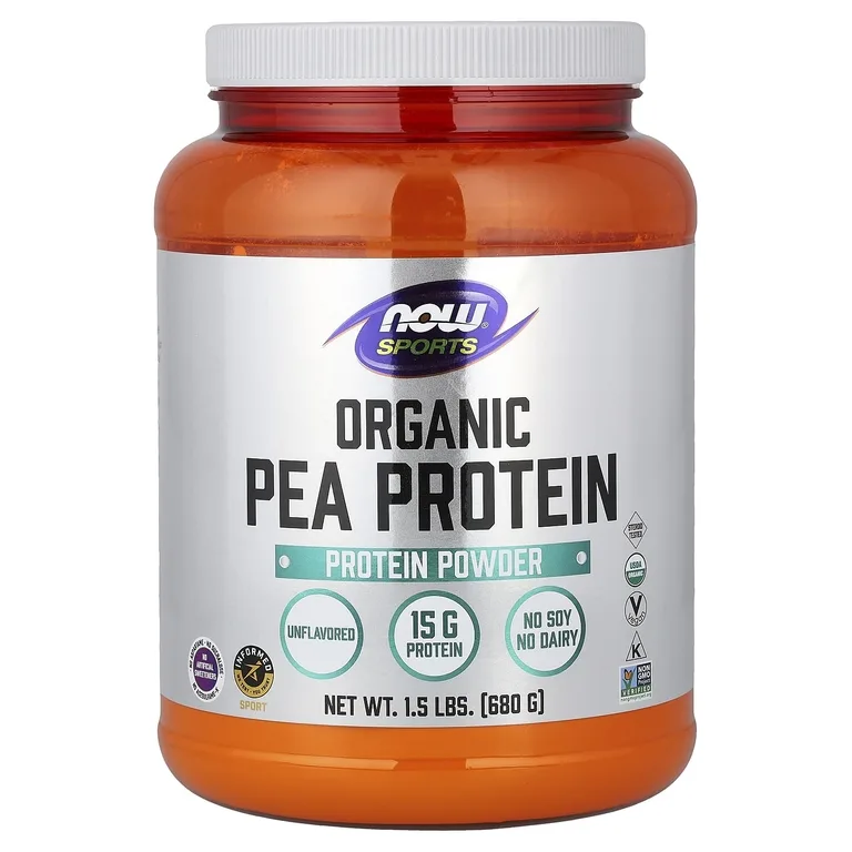 NOW Foods, Спорт, порошок из органического горохового протеина, без добавок, 680 г (1,5 фунта)