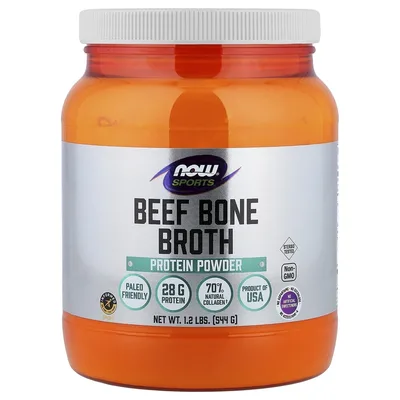 NOW Foods, Спорт, протеиновый порошок из говяжьего костного бульона, 544 г (1,2 фунта)