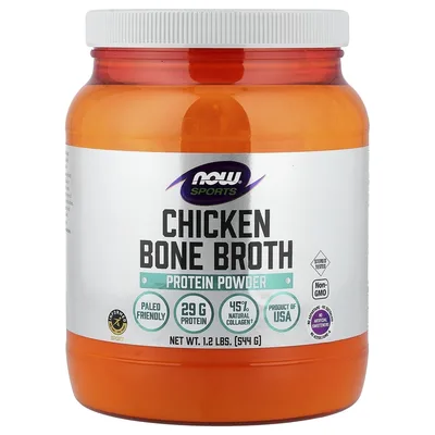 NOW Foods, Спорт, протеиновый порошок из куриного костного бульона, 544 г (1,2 фунта)