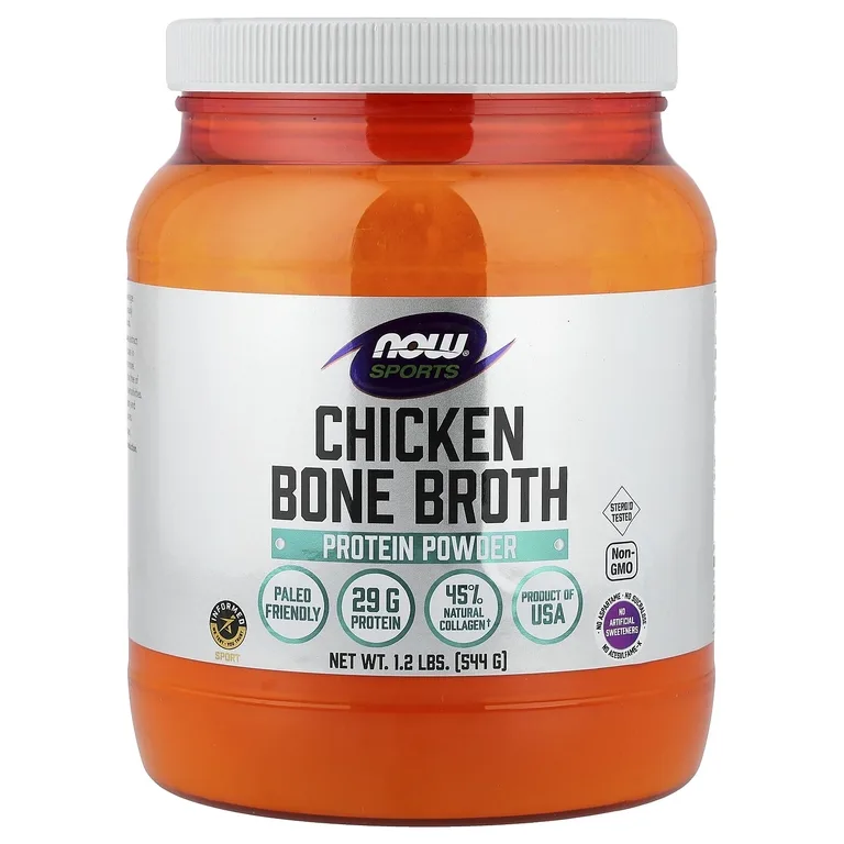 NOW Foods, Спорт, протеиновый порошок из куриного костного бульона, 544 г (1,2 фунта)