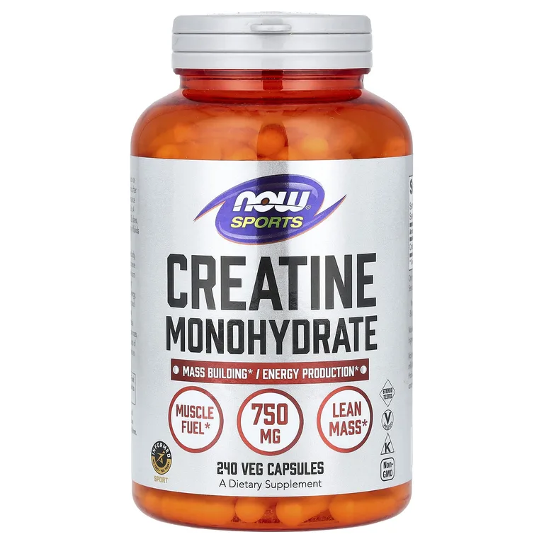 NOW Foods, Sports, моногидрат креатина, 750 мг, 240 вегетарианских капсул