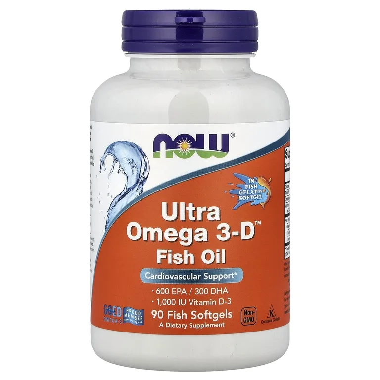 NOW Foods, Ultra Omega 3-D™, рыбий жир с омега-3, 90 капсул из рыбьего желатина