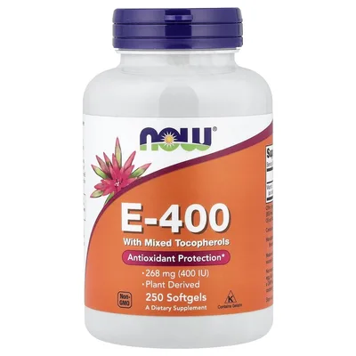 NOW Foods, витамин E-400 со смешанными токоферолами, 268 мг (400 МЕ), 250 капсул