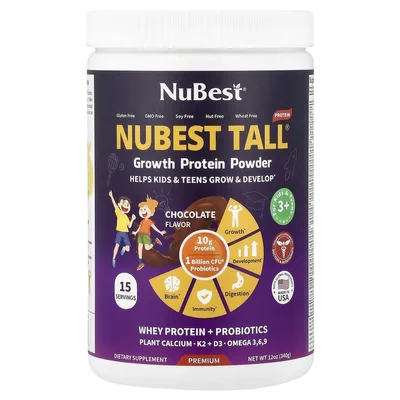 NuBest, NuBest Tall®, протеиновый порошок для роста, для детей от 3 лет, шоколад, 340 г (12 унций)