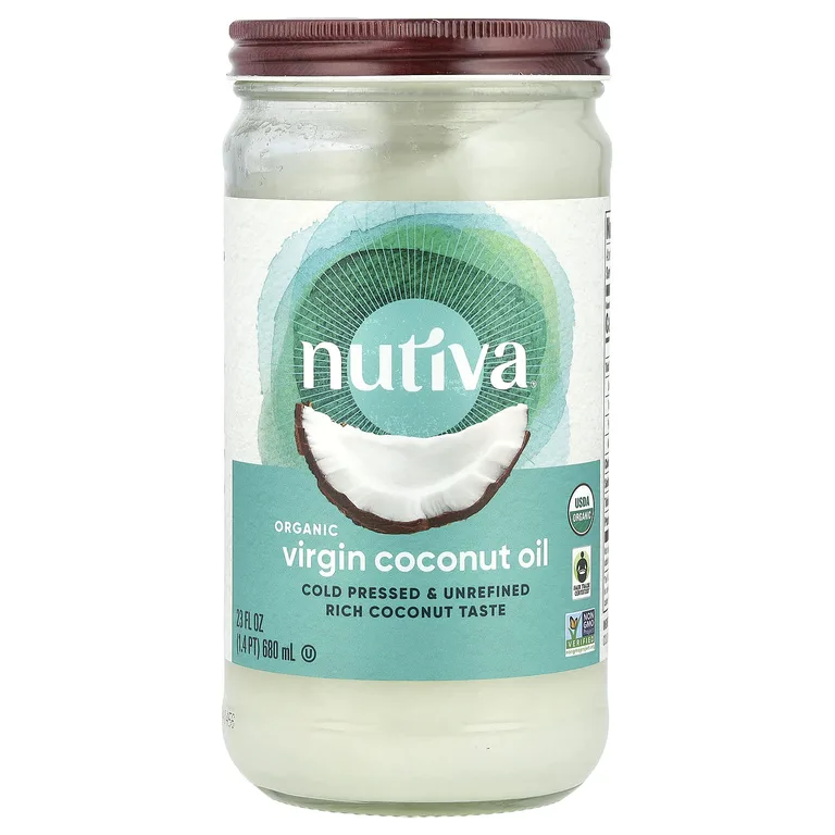 Nutiva, Нерафинированное кокосовое масло холодного отжима, 23 жидкие унции (680 мл)