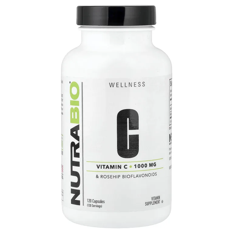NutraBio, биофлавоноиды витамина C и шиповника, 120 капсул