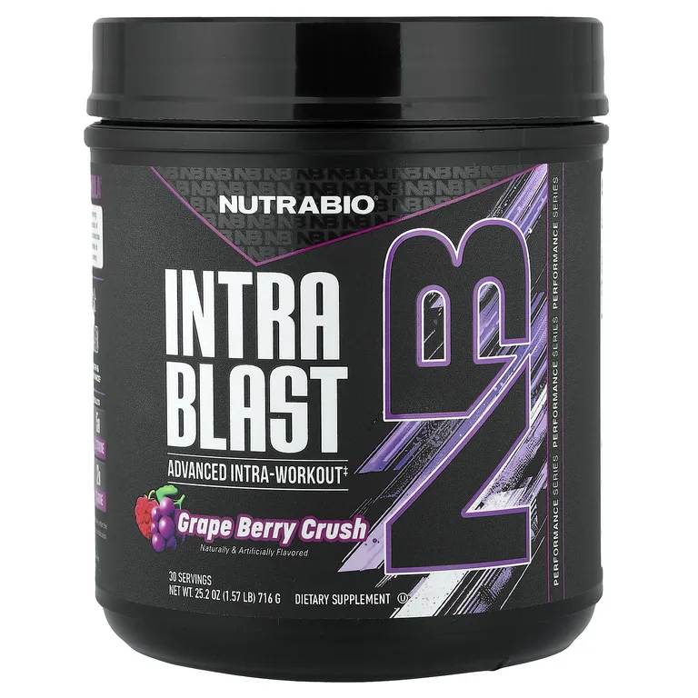 NutraBio, Intra Blast, усовершенствованная добавка во время тренировки, со вкусом винограда, 716 г (1,57 фунта)