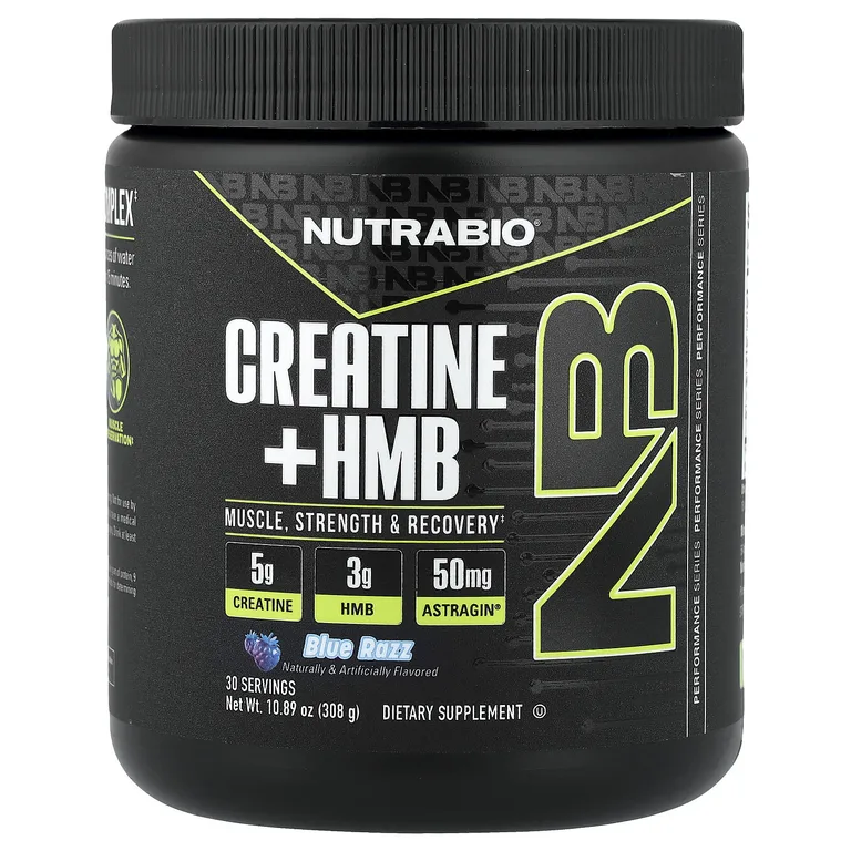 NutraBio, креатин + HMB, голубая малина, 308 г (10,89 унции)