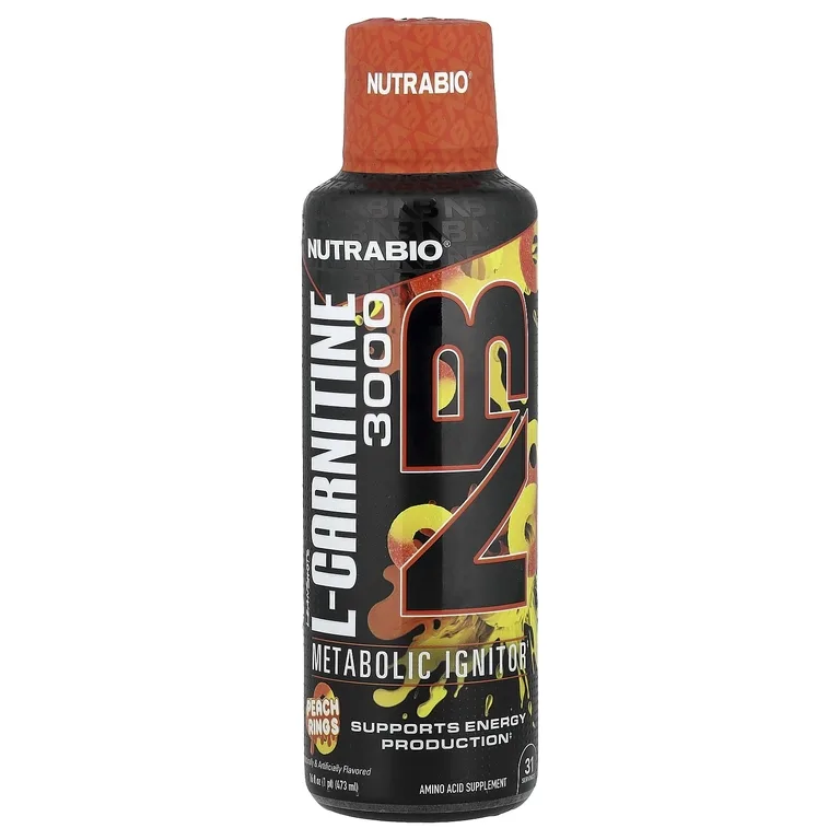 NutraBio, LeanShots, L-карнитин 3000, персиковые колечки, 473 мл (16 жидк. унций)