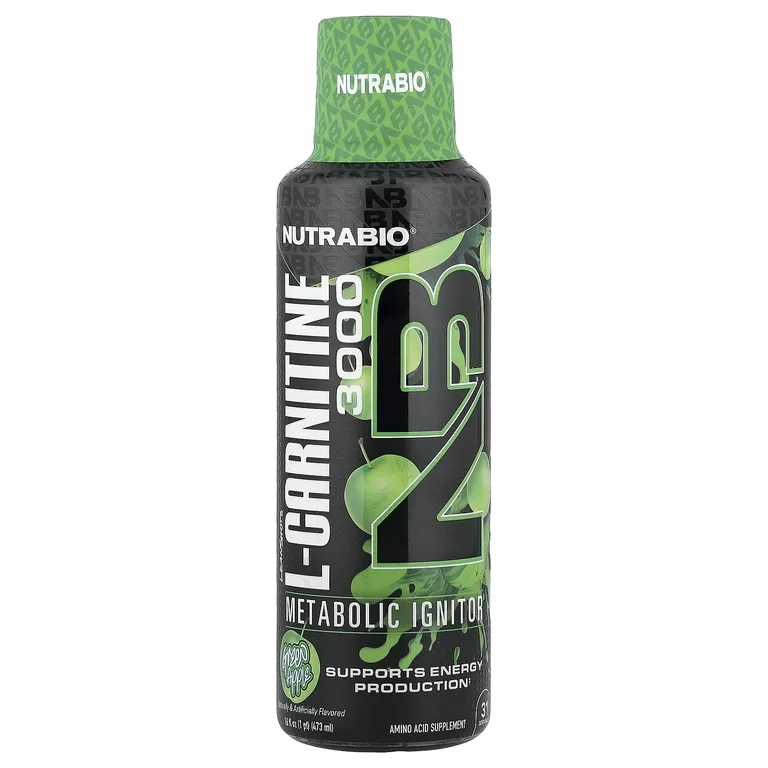 NutraBio, LeanShots L-карнитин 3000, зеленое яблоко, 473 мл (16 жидк. унц.)