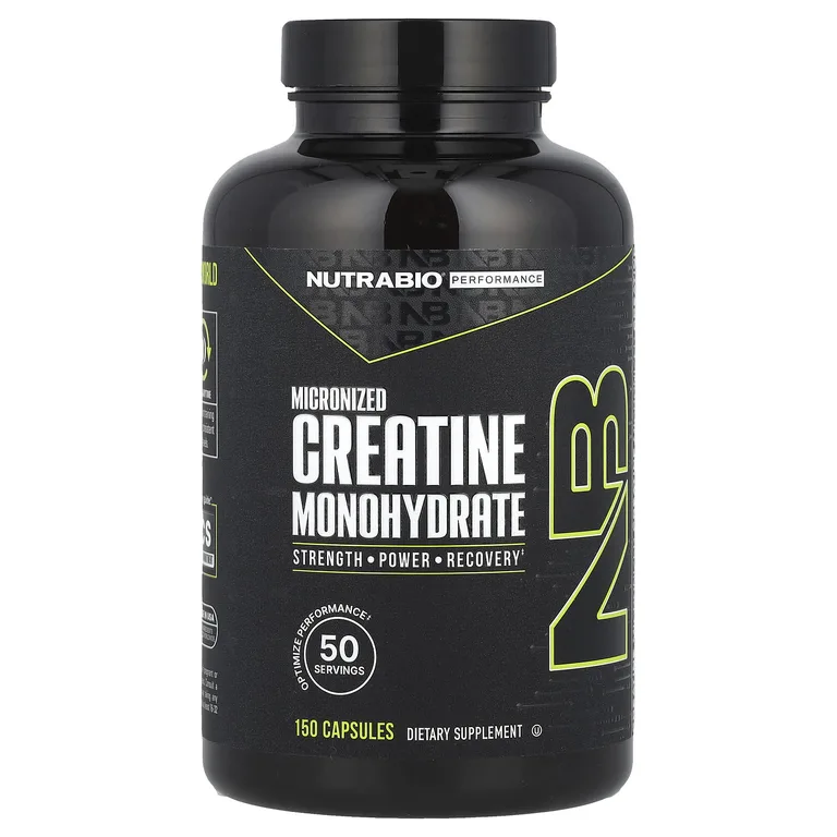 NutraBio, производительность, микронизированный моногидрат креатина, 150 капсул (833 мг в 1 капсуле)