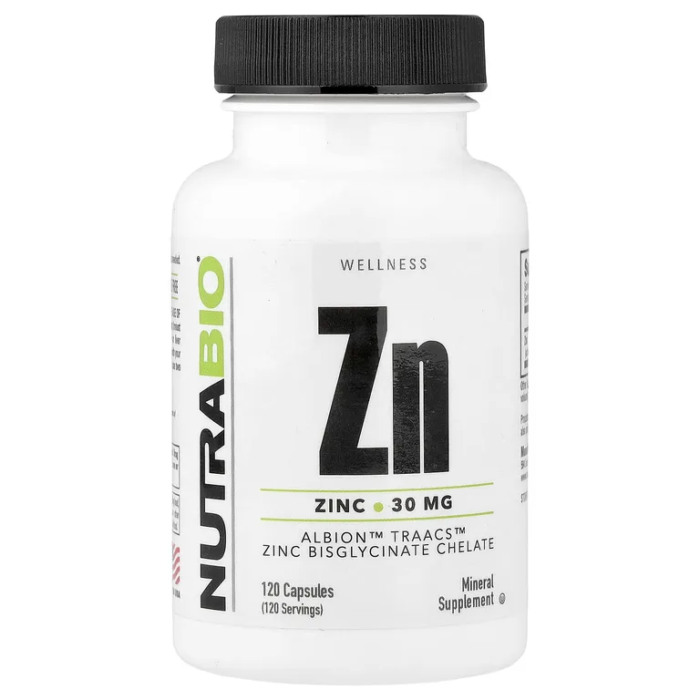NutraBio, цинк, 30 мг, 120 капсул