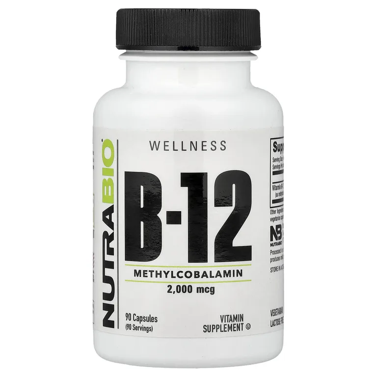 NutraBio, Витамин B12, 2000 мкг, 90 капсул