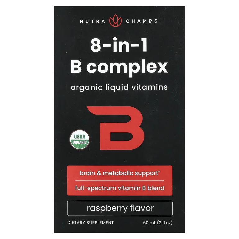 NutraChamps, комплекс витаминов группы B 8 в 1, малина, 60 мл (2 жидк. унции)
