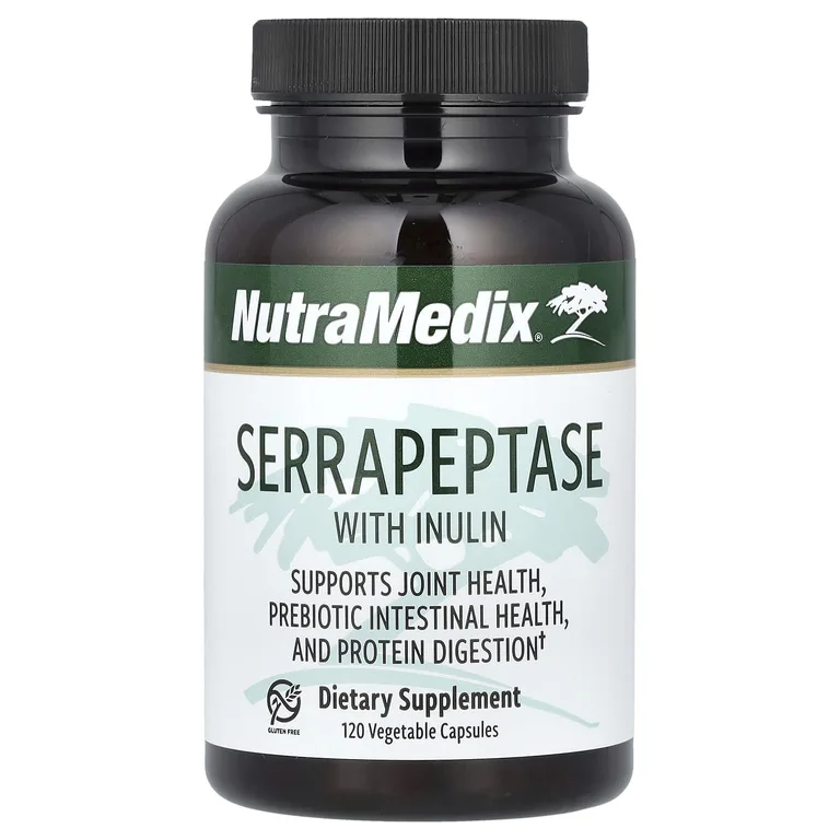 NutraMedix, Серрапептаза с инулином, 120 растительных капсул (500 мг на капсулу)
