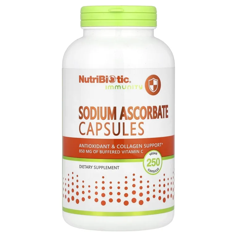 NutriBiotic, аскорбат натрия, 250 веганских капсул