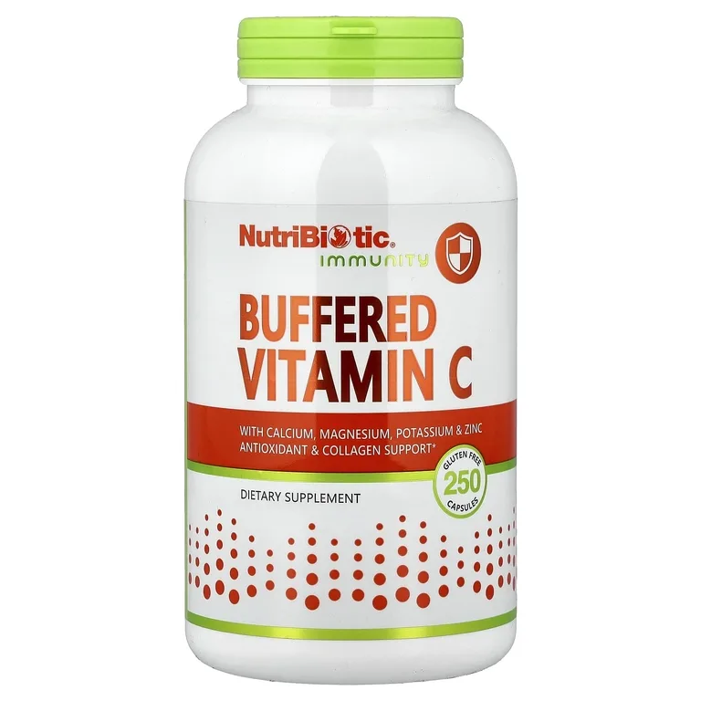 NutriBiotic, Immunity, буферизованный витамин C с кальцием, магнием, калием и цинком, 250 капсул без глютена