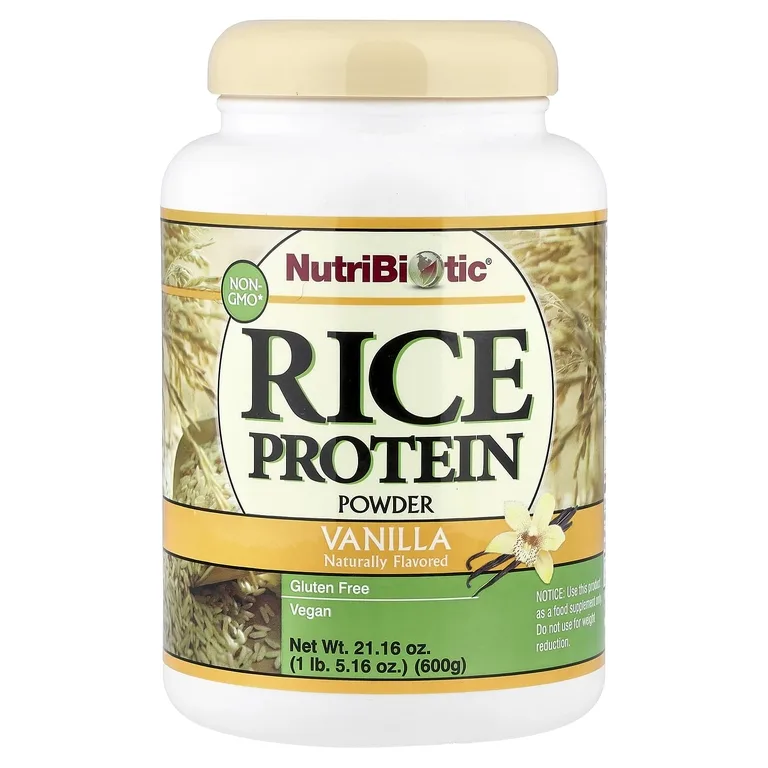 NutriBiotic, необработанный рисовый протеин, ваниль, 600 г (1 фунт 5,16 унции)