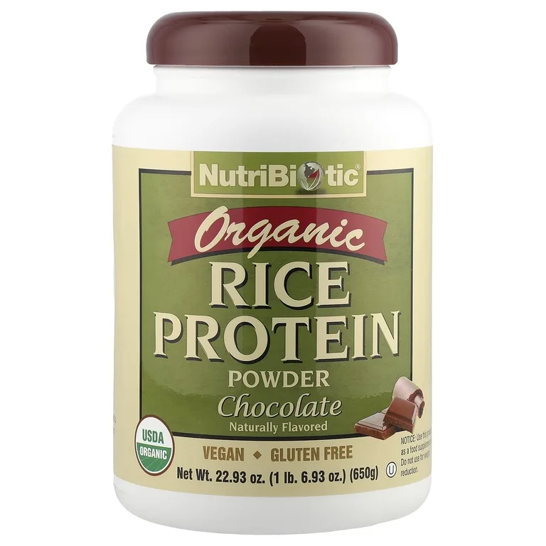 NutriBiotic, Органический необработанный рисовый белок, шоколад, 650 г (6,9 унц.)