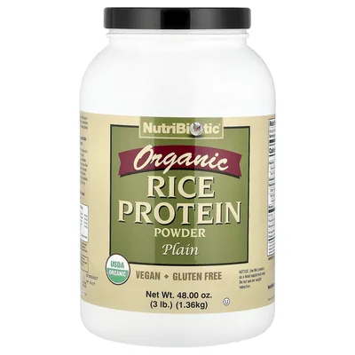 NutriBiotic, Органический рисовый протеин в порошке, обычный, 1,36 кг (3 фунта)