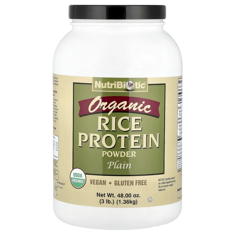 NutriBiotic, Органический рисовый протеин в порошке, обычный, 1,36 кг (3 фунта)