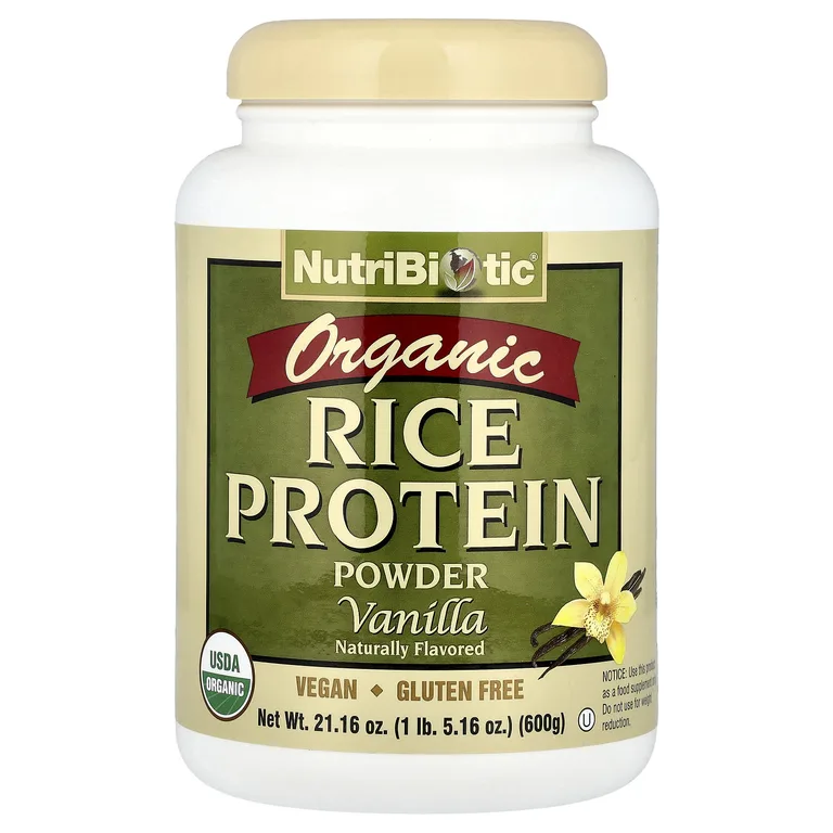 NutriBiotic, Органический рисовый протеин в порошке, ваниль, 600 г (1 фунт)