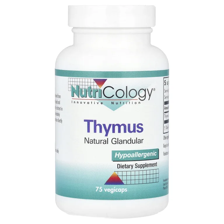Nutricology, тимус, 0,5 г, 75 растительных капсул