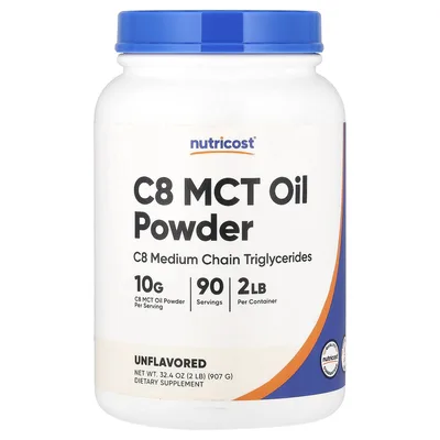 Nutricost, C8 MCT, порошок из масла, без добавок, 907 г (2 фунта)