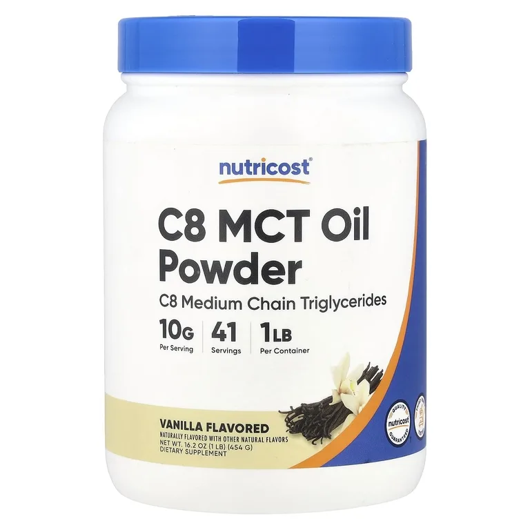 Nutricost, C8 MCT, порошок из масла, ваниль, 454 г (1 фунт)