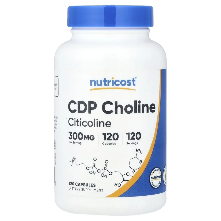 Nutricost, CDP Choline, цитиколин, 300 мг, 120 капсул