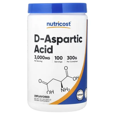 Nutricost, D-аспарагиновая кислота, без добавок, 300 г (10,7 унции)