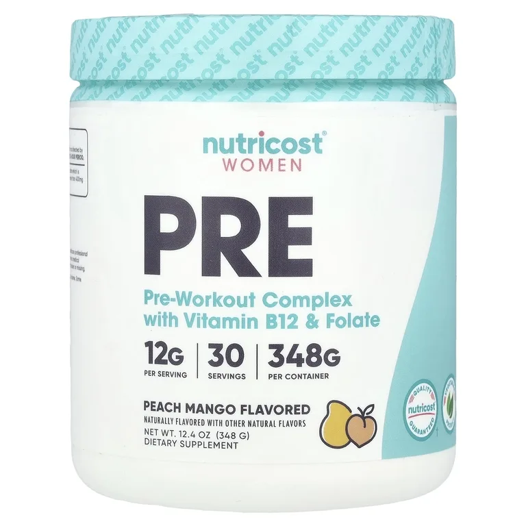 Nutricost, Для женщин, предтренировочный комплекс с витамином B12 и фолатом, персик и манго, 348 г (12,4 унции)