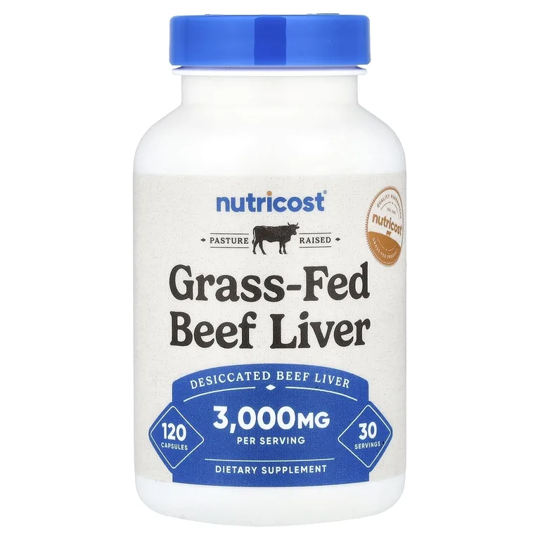 Nutricost, Говяжья печень травяного откорма, 120 капсул (750 мг в капсуле)