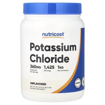 Nutricost, Хлорид калия, без добавок, 1 кг (2,2 фунта)