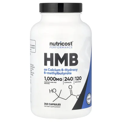Nutricost, HMB, B-гидрокси-B-метилбутират, 240 капсул (500 мг в 1 капсуле)