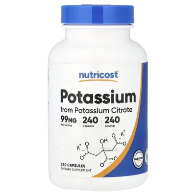 Nutricost, Калий, 99 мг, 240 капсул