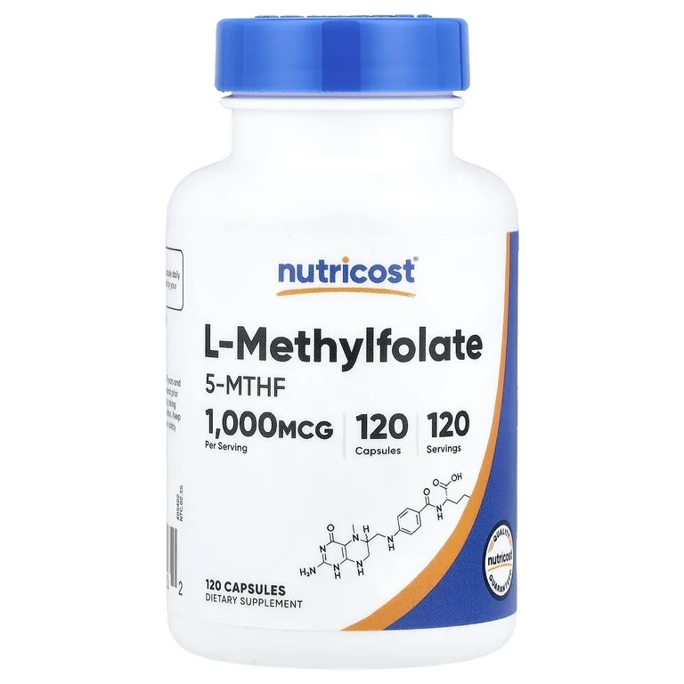 Nutricost, L-метилфолат, 1000 мкг, 120 капсул