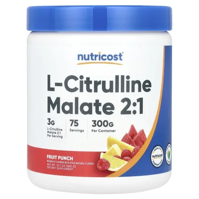 Nutricost, L-цитруллин малат 2: 1, фруктовый пунш, 300 г (10,7 унции)