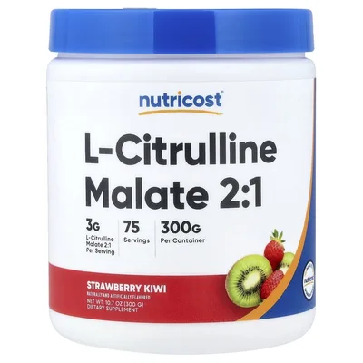 Nutricost, L-цитруллин малат 2:1, клубника и киви, 300 г (10,7 унции)