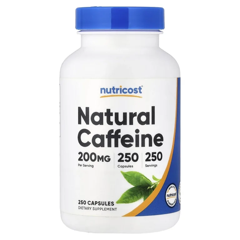 Nutricost, натуральный кофеин, 200 мг, 250 капсул
